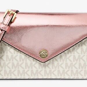 New Michael Kors Crossbody bag in Crimson multi color, Logo-print canvas